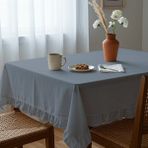 Fırfırlı Ranforce Kumaş Masa Örtüsü - Antrasit - 100 x 100 cm