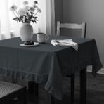 Fırfırlı Ranforce Kumaş Masa Örtüsü - Antrasit - 70 x 70 cm