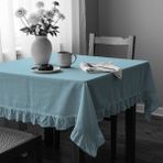 Fırfırlı Ranforce Kumaş Masa Örtüsü - Mavi - 100 x 100 cm