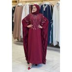 Fırfırlı Taş Detaylı Elbise 3936 Bordo - Standart