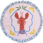 Fırfırlı, Yuvarlak, Marin, Istakoz, Limon Baskılı, Renkli, Çizgili Amerikan Servis 40CM Çap (1 Adet) - 40 x 40 cm - Mavi