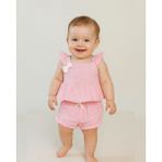 Fırfırlu Bluz Şort Müslin Bebek Takımı - 6 - 9 Ay - Pembe