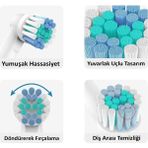 Fırsat 7 Braun - Oral B Şarjlı ve Pilli Ağız ve Diş Sağlıgı Fırçası Uyumlu 4 Adet Yedek Başlık - Beyaz