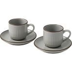 Fırsat Mağazam 2'li Set Çizgili Seramik Fincan Takımı | Mat Kahverengi Beyaz Rustik Espresso & Türk Kahvesi Fincanı | Çift Kişilik Kulplu Servis Seti | Modern Ev ve Kafe Stili - 001-Renkli