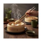 Fırsat Mağazam 4 Çift (8 Adet) Desenli Bambu Yemek Çubuğu Seti – 21CM %100 Doğal Ahşap Sushi Çubuğu | Ramen, Noodle ve Yemekleri Için Yeniden Kullanılabilir ve Çevre Dostu Çubuk Seti (Siyah-Beyaz) - 0,5 L