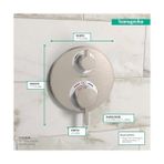 Fırsat Mağazam Ecostat S Modern Minimalist Hacim ve Otomatik Sıcaklık Kontrolü 2 Saplı 15,24 cm Genişliğinde Termostatik Duş Pervazı, Fırçalanmış Nikel Yönlendiricili Kaba Valf Için, 15758821 - Option-1