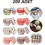 Fırsat Sende 200 Adet Desenli Kağıt Muffın Cupcake Kalıbı Renkli Kek Kapsülü Kağıt