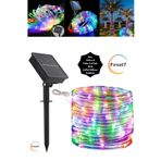 Fırsat7 ŞEFFAF KABLO Rgb Solar Güneş Enerjili 10 Metre 100 Led Şerit Led Aydınlatma Dekorasyon İç Dış Mekan