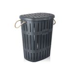 firsatgeldi 45 x 40 Home Plastik Bambu Kirli Çamaşır Sepeti Antrasit 50-99 L Gri Plastik