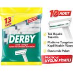 Fırsatkolik Derby Tek Bıçaklı Tıraş Bıçağı 13’lü 1 Paket Krom Seramik Platin ve Tungsten Kaplı Ekonomik Paket