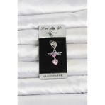 Fırsatkolik Mey Ithalat® 316L Cerrahi Çelik Pembe Zirkon Taşlı Kanat Model Göbek Piercing - 00Pembe