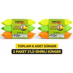 Fırsatkolik Nerox Magic Sihirli Sünger 3'lü 2 Paket Toplam 6 Adet Çok Amaçlı Temizlik Süngeri Mutfak Bulaşık Banyo Temizlik Süngeri