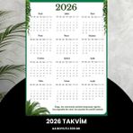 Fırsatkolik Takvim 2026 Premium A4 300 gr Dijital Baskı Yeşil Yaprak
