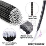 Fırsato 100 Adet Uzun Micro Brush Seti - Çok Amaçlı Makyaj, Kirpik Lifting, Kaş Laminasyonu, Tırnak Tasarım, Elektronik Detay Temizlik Fırçası - Siyah