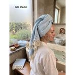 Fırsato Kristal Desenli %100 Pamuklu Saç Kurulama Havlusu | Baş Havlusu | Peşkir – 45X90 cm (1ADET) - Gök Mavisi - 45 x 90 cm