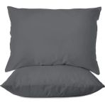 First Choice %100 Pamuk Saten 200 Tc (80 Tel) 2’li Yastık Kılıfı Seti - 50X70 cm - Füme - 50 x 70