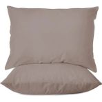 First Choice %100 Pamuk Saten 200 Tc (80 Tel) 2’li Yastık Kılıfı Seti - 50X70 cm - Vizon - 50 x 70