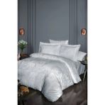 First Choice Doreta %100 Pamuk 200 Tc (80 Tel) Jakarlı Saten Çift Kişilik Nevresim Takımı - Gri - 200 x 220 cm