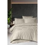 First Choice Doreta %100 Pamuk 200 Tc (80 Tel) Jakarlı Saten Çift Kişilik Nevresim Takımı - Toprak - 200 x 220 cm