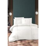 First Choice Elegant 100 Pamuk 150 Tc (56 Tel) Jakarlı Çift Kişilik Nevresim Takımı - Beyaz - 200 x 220 cm