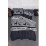 First Choice Flanel Happiness Navy Blue Çift Kişilik Nevresim Takımı