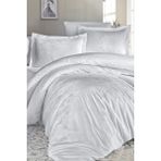 First Choice Herra %100 Pamuk 200 Tc (80 Tel) Jakarlı Saten Tek Kişilik Nevresim Takımı - Beyaz - 160 x 220 cm