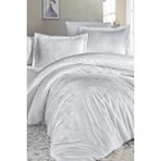 First Choice Herra %100 Pamuk Saten 200 Tc (80 Tel) Jakarlı Çift Kişilik Nevresim Takımı - Beyaz - 200 x 220 cm