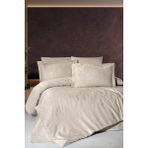 First Choice Herra %100 Pamuk Saten 200 Tc (80 Tel) Jakarlı Çift Kişilik Nevresim Takımı - Sütlü Kahverengi - 200 x 220 cm