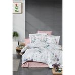 First Choice Leaf %100 Pamuk 200 Tc (80 Tel) Dijital Baskılı Çift Kişilik Nevresim Takımı - Pudra - 200 x 220 cm