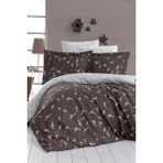 First Choice Liberta %100 Pamuk Saten Jakarlı Çift Kişilik Nevresim Takımı - Kahverengi - 200 x 220 cm