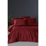 First Choice Midas %100 Pamuk 200 Tc (80 Tel) Jakarlı Saten Çift Kişilik Nevresim Takımı - Bordo - 200 x 220 cm