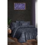 First Choice Midas %100 Pamuk 200 Tc (80 Tel) Jakarlı Saten Çift Kişilik Nevresim Takımı - Lacivert - 200 x 220 cm