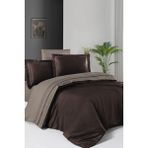 First Choice Serenity %100 Pamuk 200 Tc (80 Tel) Deluxe Saten Çift Kişilik Nevresim Takımı - Kahverengi - 200 x 220 cm
