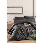 First Choice Snazzy %100 Pamuk Saten 200 Tc (80 Tel) Çift Kişilik Nevresim Takımı - Antrasit - 200 x 220 cm