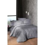 First Choice Sofya %100 Pamuk 200 Tc (80 Tel) Jakarlı Saten Tek Kişilik Nevresim Takımı - Gümüş - 160 x 220 cm