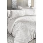 First Choice Sofya %100 Pamuk 200 Tc (80 Tel) Jakarlı Saten Tek Kişilik Nevresim Takımı - Krem - 160 x 220 cm