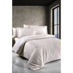 First Choice Sofya %100 Pamuk Saten 200 Tc (80 Tel) Jakarlı Çift Kişilik Nevresim Takımı - Bej - 200 x 220 cm