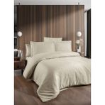 First Choice Tecna %100 Pamuk 200 Tc (80 Tel) Jakarlı Saten Çift Kişilik Nevresim Takımı - Şampanya - 200 x 220 cm