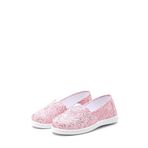 First Step Çiçek Desenli Keten Çocuk Babet Ayakkabı Pembe F-485
