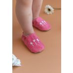 First Step Kız Bebek Papatya Nakışlı Kaydırmaz Taban Patik-f-829