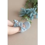 First Step Mavi Kız Bebek Suni Deri Fiyonklu Babet Patik İlk Adım Ayakkabısı