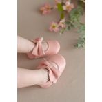 First Step Pembe Kız Bebek Suni Deri Fiyonklu Babet Patik İlk Adım Ayakkabısı
