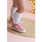 First Step Pembe Simli Yıldızlı Kız Bebek Cırt Cırtlı Patik Ilk Adım Ayakkabısı-g-2356