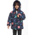 First Stops Erkek Çocuk Içi Polarlı Kapüşonlu Gezegen Yıldız Desenli Kışlık Şişme Mont & Kaban & Parka - Lacivert - 4 - 5 Yaş