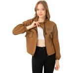 First Stops Spor Kadın Pudra Su Geçirmez ve Rüzgara Dayanıklı Kapüşonlu Çıt Çıtlı Mevsimlik Yağmurluk - 2XL - Taba