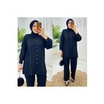 FIRSTESLEM Premium Dubai Krep Kumaş İncili Pantolon Tunik Kadın İkili Takım siyah 40