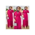 FIRSTESLEM Tesettür Kadın Pantolon İçlik ve Plise Detaylı Uzun Abaya ile Canlı Renklerle Süper Üçlü Takım pembe 4