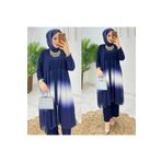FIRSTESLEM Tesettür Kadın Pantolon Tunik ve Dijital Baskılı Abaya Üçlü Takım lacivert 2
