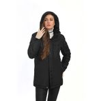 Firststops Spor Kadın Siyah Polarlı Su Ve Rüzgar Geçirmez Kapüşonlu Regular Kalıp Mont Parka