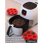Fırtına Airfryer Silikon Kek Pişirme Kalıbı 7 Bölmeli 20X5 Cm, Silikon Cupcake Kek Pişirme Kabı Muffin Fırın Kalıbı 20 x 5 Cm, Siyah - 1 Adet